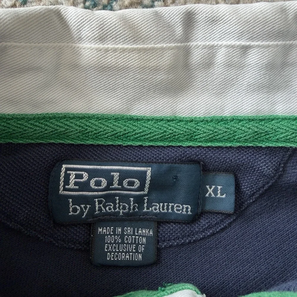 Vintage Polo Ralph Lauren Big Pony #2 Navy Red White Polo Shirt Size XL Men's